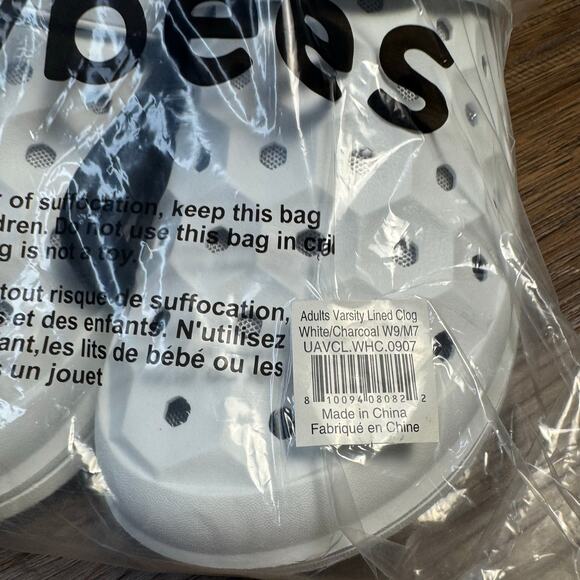 Joybees Varisity Lined Clog Cozy Removable Faux Fur Liner White Women 9 Men 7 - Picture 7 of 7